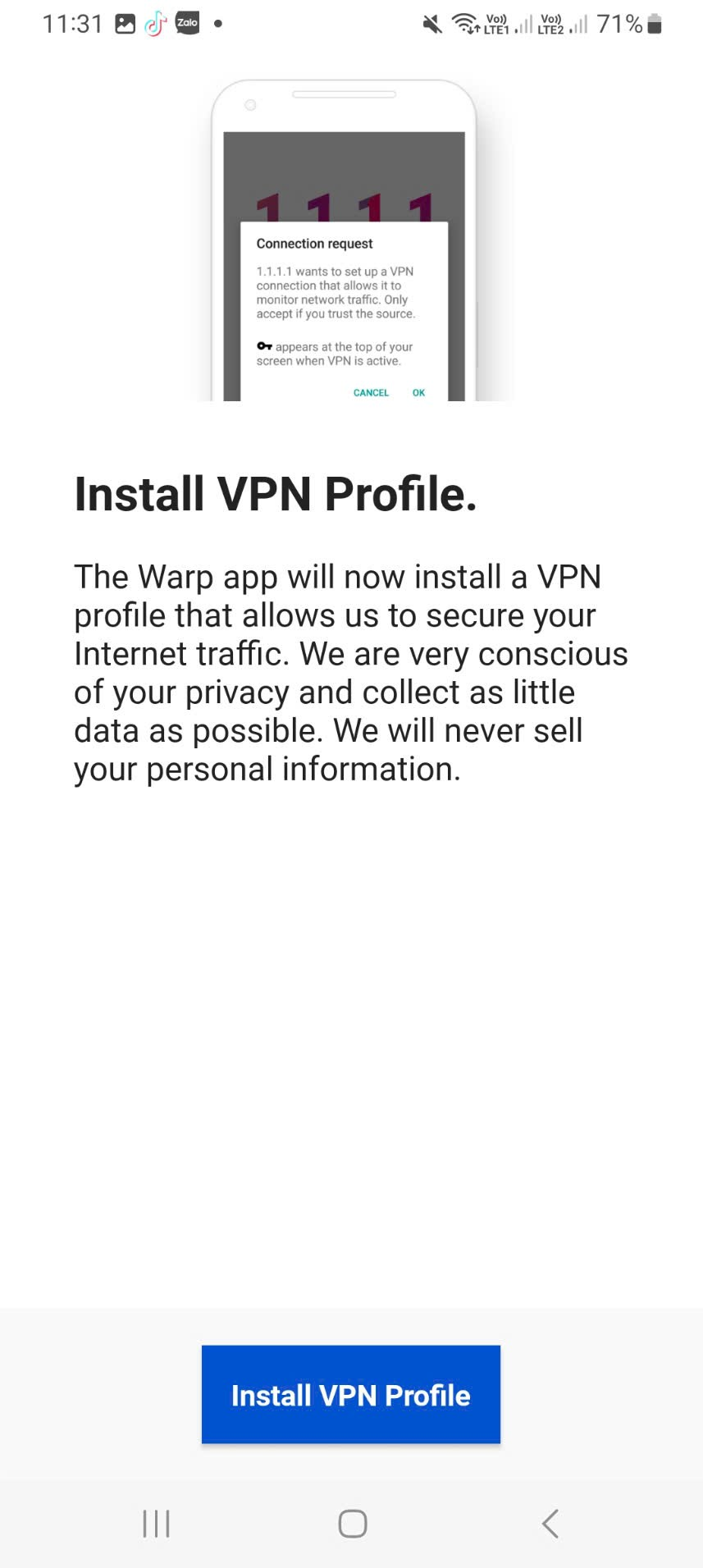 Nhấn Install VPN Profile